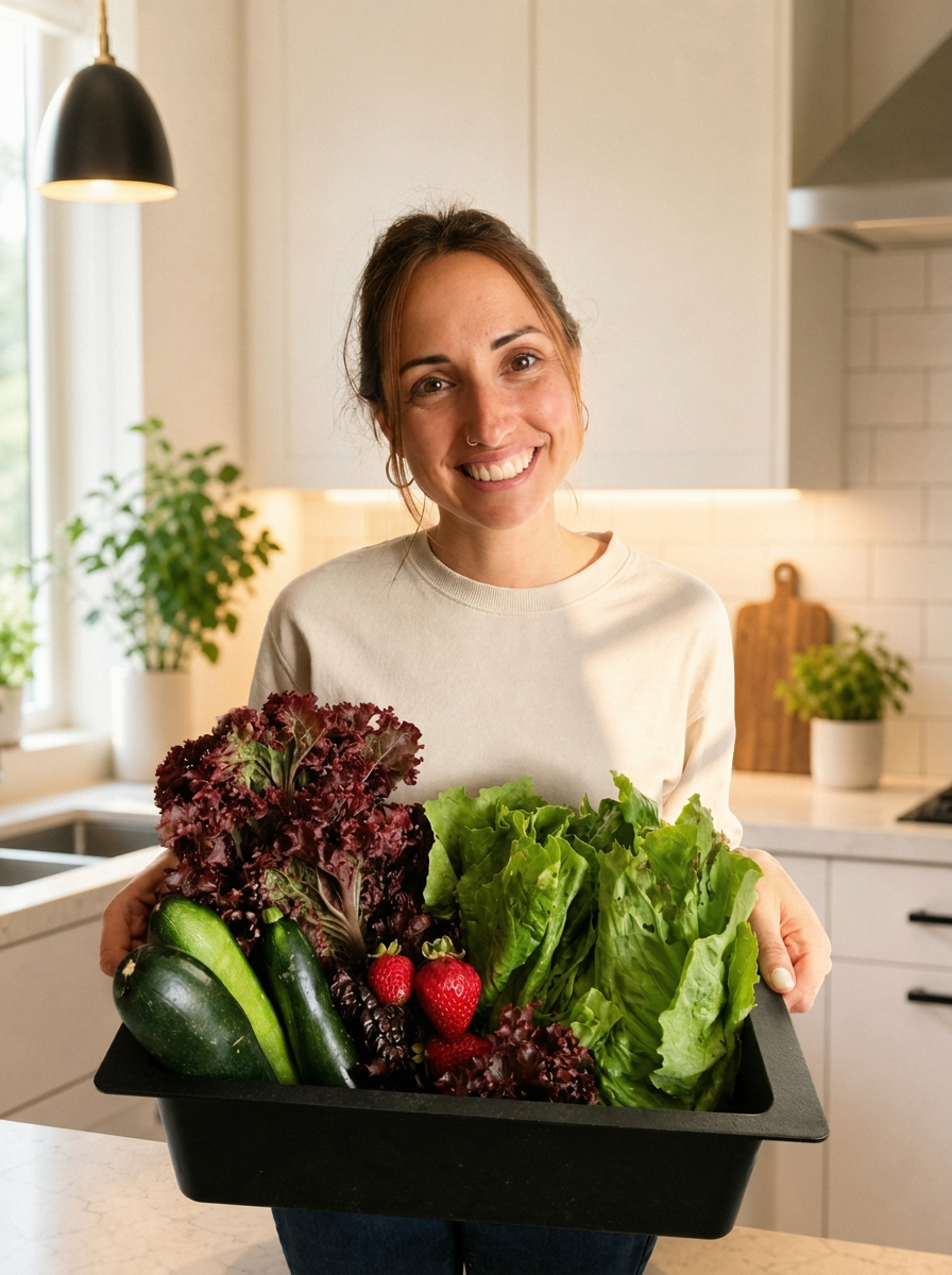 Aroa Silvestre, dietista-nutricionista, con un bol de verduras frescas